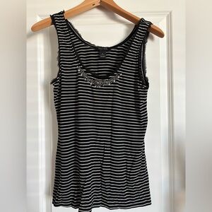 White House Blacker Market Women’s Black White Striped Sleeveless Top Large